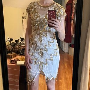 Vintage White and Gold beaded dress